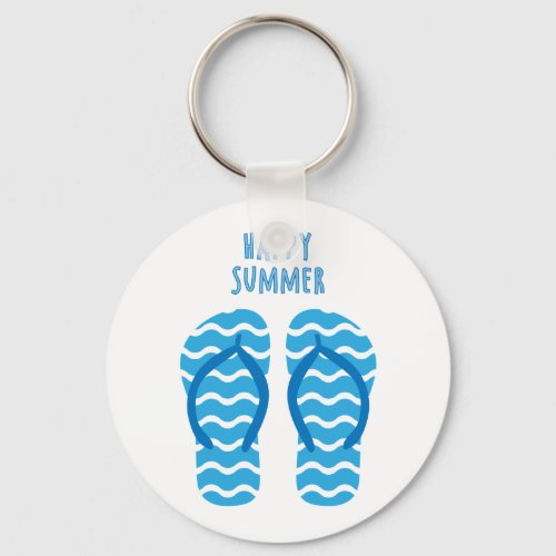 Happy Summer Keychain With Flip Flops