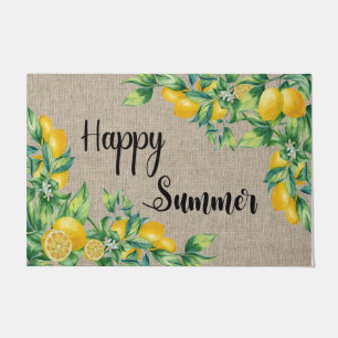 Happy Summer Lemon Mat, Cute Lemon Tree Doormat