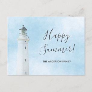 Happy Summer lighthouse nautical ocean sea Postcard