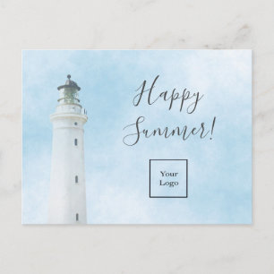 Happy Summer lighthouse nautical sea logo Postcard