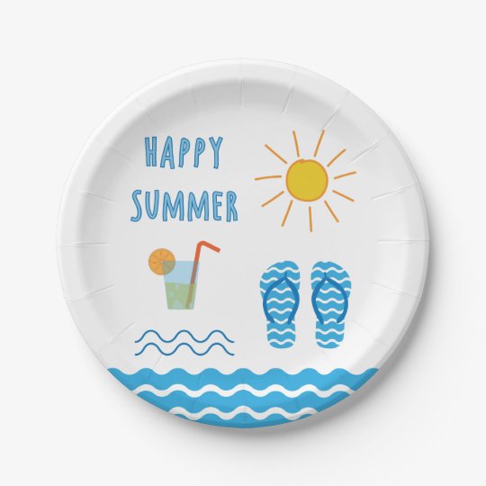 happy summer paper plate