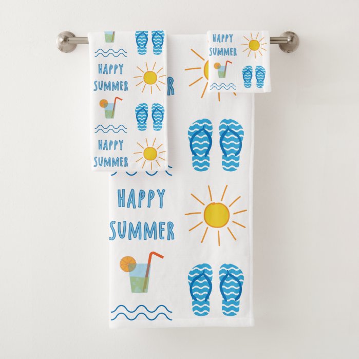Happy Summer Pattern Bath Towel Set