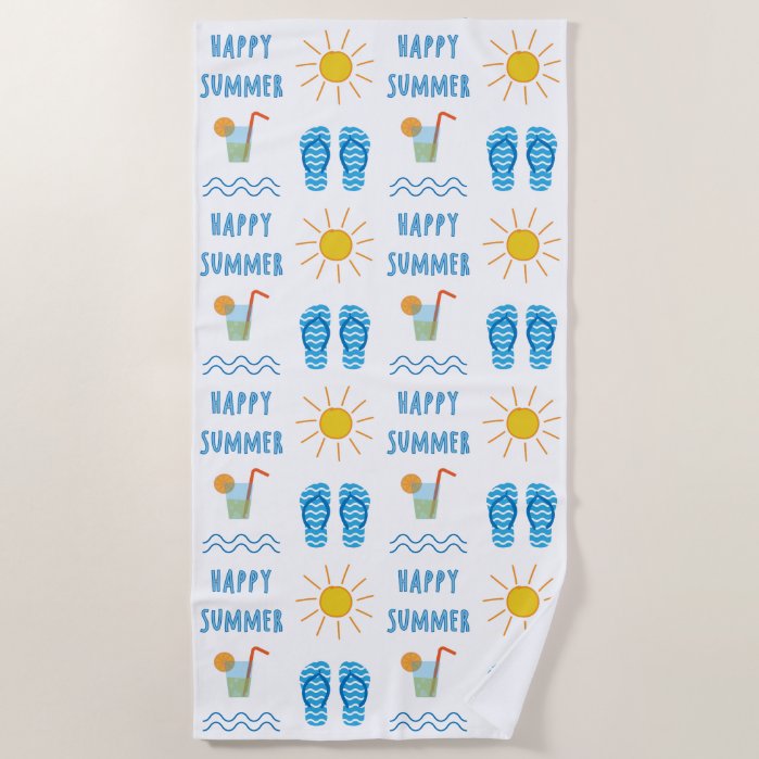Happy Summer Pattern Beach Towel
