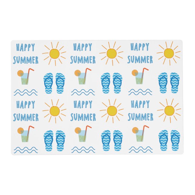 Happy Summer Pattern Laminated Placemat (Front)