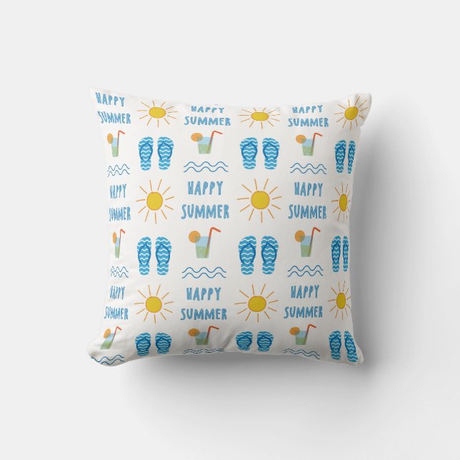 Happy Summer Pattern Pillow (Front)