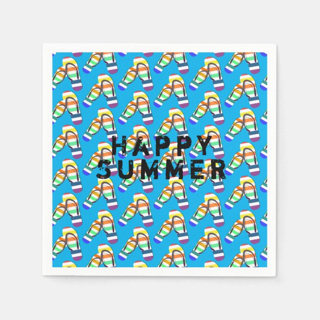 happy summer rainbow flip-flops napkins (Front)