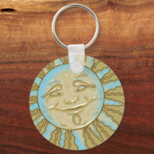 Happy Summer Smiling Sun Artwork Keychain