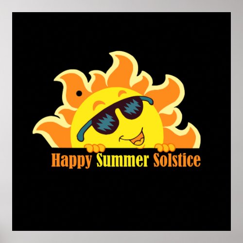 happy summer solstice 2024 black poster