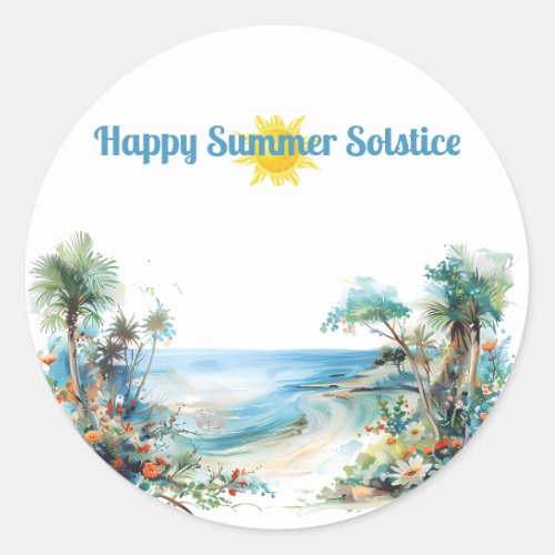 happy summer solstice 2024 sun  classic round sticker