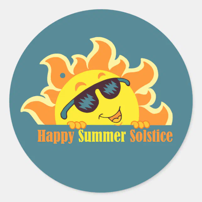 Circular Spring Solstice Design happy summer solstice 2024 turquoise classic round sticker | Zazzle