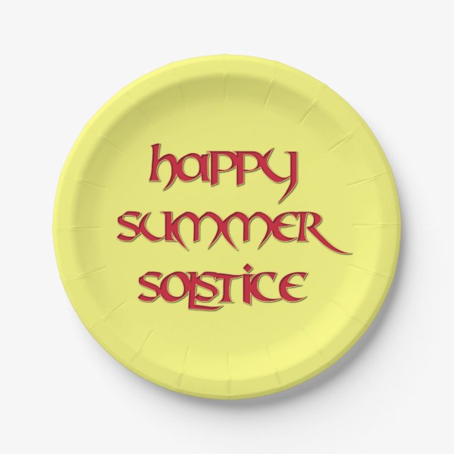 Happy Summer Solstice Paper Party Plate (Front)