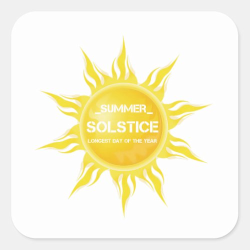 Happy summer solstice the longest day of the year square sticker
