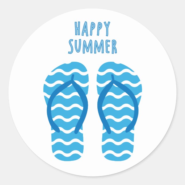 Happy Summer Sticker With Flip Flops (Front)