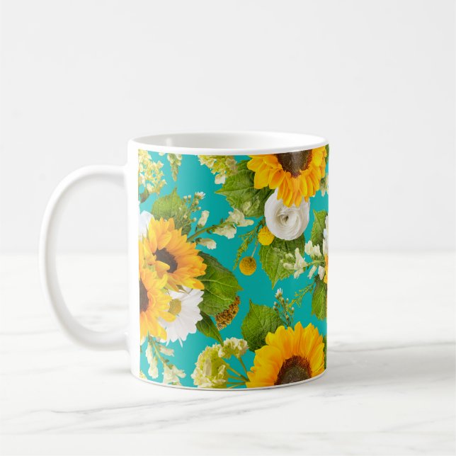 Happy summer sunflower pattern coffee mug (Left)