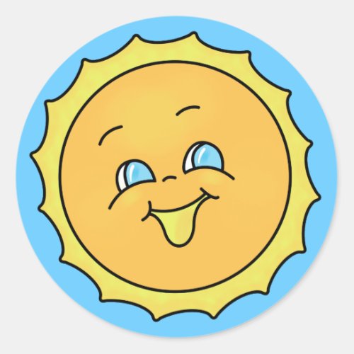 Happy Summer Sunshine Face Classic Round Sticker