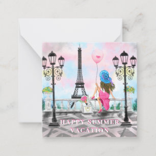 Happy Summer Vacation - I Love Paris - Beautiful Note Card