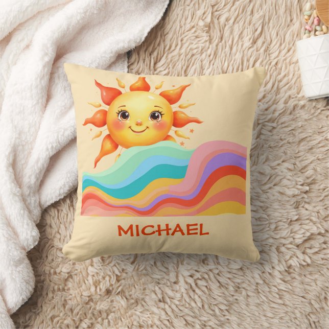 Happy Summer Vibes Throw Pillow (Blanket)