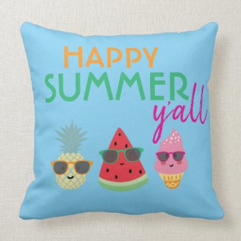Happy Summer Y'all Backyard Patio Decor For Home Throw Pillow by AestheticJourneys at Zazzle