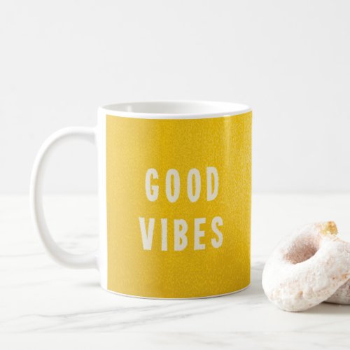 Happy Summer Yellow Good Vibes Typography Coffee Coffee Mug