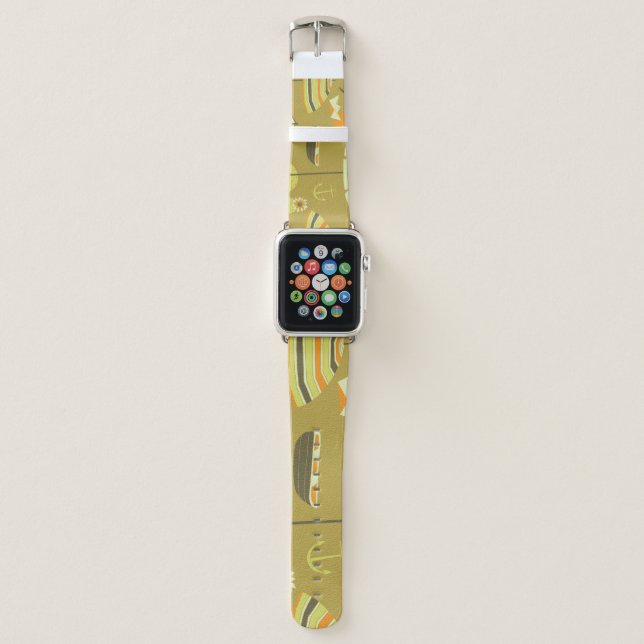 Happy Summertime Fun Seamless Pattern Apple Watch Band (Front)