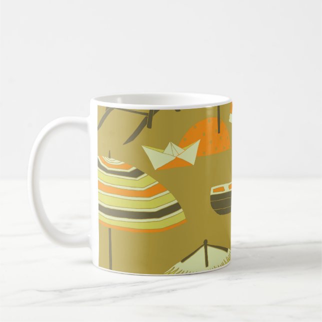 Happy Summertime Fun Seamless Pattern Coffee Mug (Left)