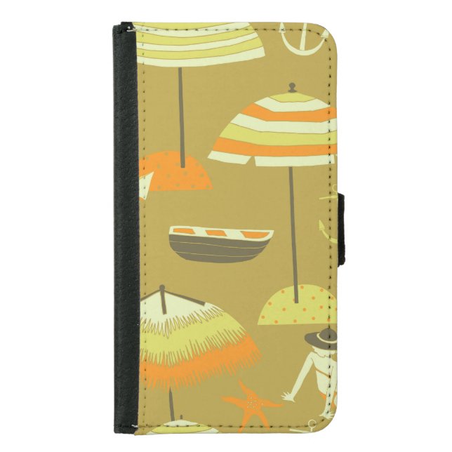 Happy Summertime Fun Seamless Pattern Samsung Galaxy Wallet Case (Front)
