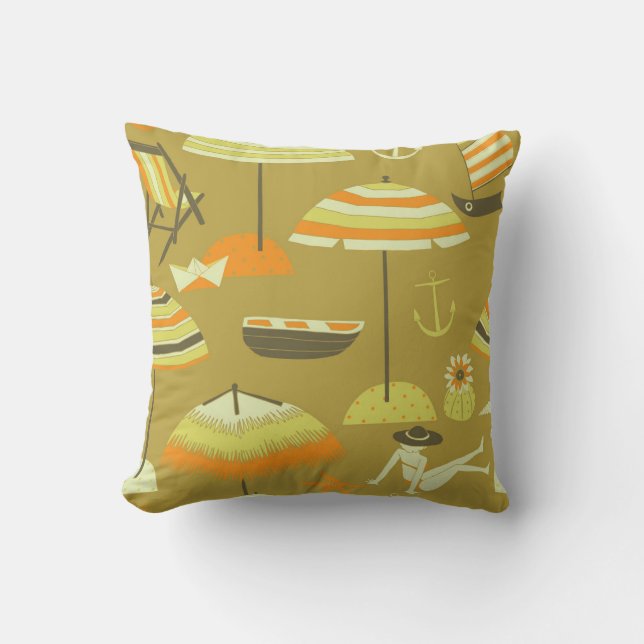 Happy Summertime Fun Seamless Pattern Throw Pillow (Front)