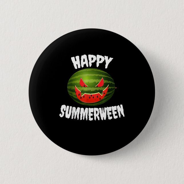 Happy Summerween Retro Watermelon Jack O Lantern Button (Front)