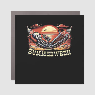 Happy Summerween Skeleton Drink Summer Halloween C Car Magnet