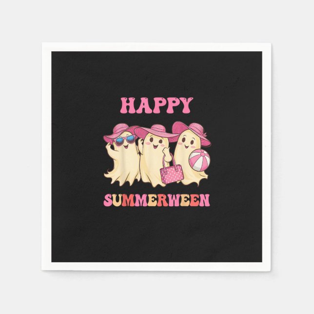 Happy Summerween Summer Halloween Costumes Ghost L Napkins (Front)