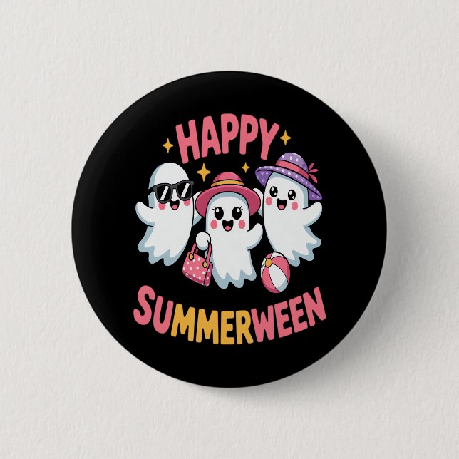 Happy Summerween Summer Halloween Funny Button (Front)
