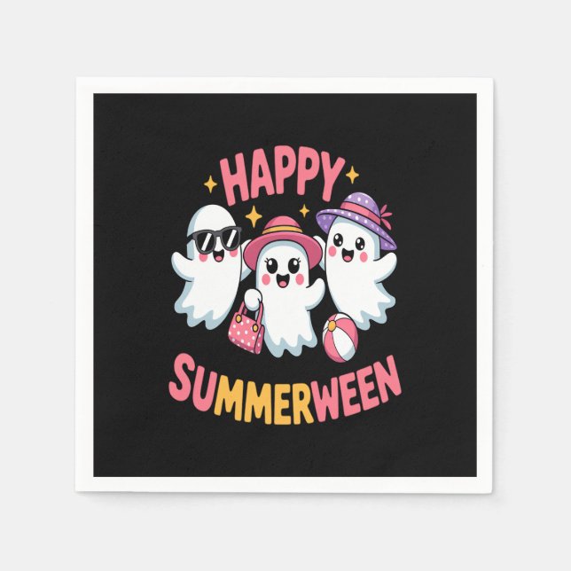 Happy Summerween Summer Halloween Funny Napkins (Front)