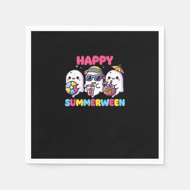 Happy Summerween Summer Halloween Funny Napkins (Front)