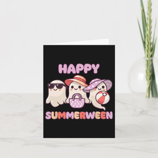 Happy Summerween Summer Halloween Ghost  Card (Front)