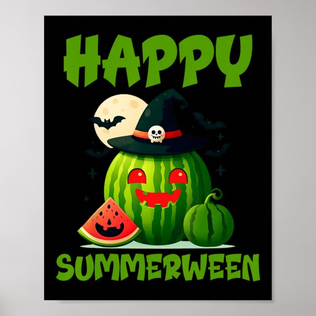 Happy Summerween Summer Watermelon Jack-o-lantern  Poster (Front)