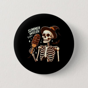 Happy Summerween Vibes Skeleton Ice Cream Summer H Button