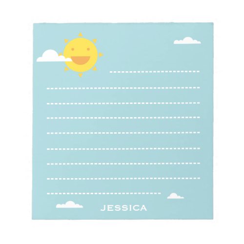 Happy Sun and Clouds Cute Lined Personalised Notepad