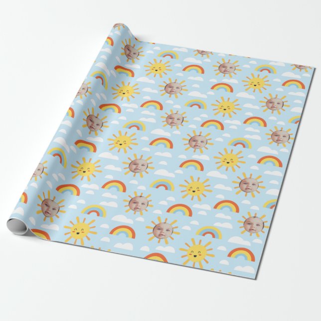 Happy Sun and Sky Custom Photo Wrapping Paper (Unrolled)