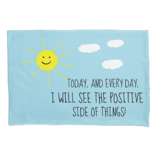 Happy Sun Blue Sky Positive Quote Blue Sky Print Pillow Case