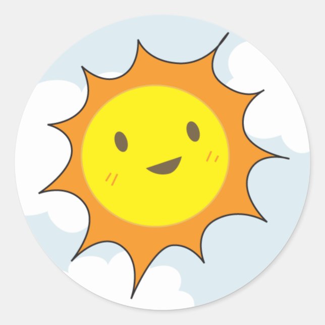 Happy Sun Classic Round Sticker (Front)