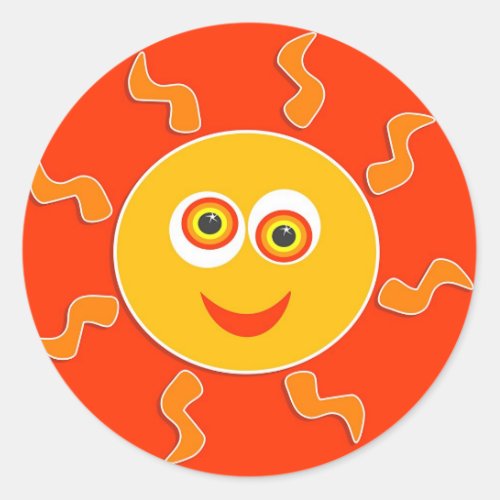 Happy Sun Classic Round Sticker