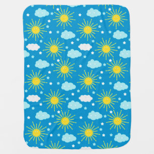 🌈 Happy Sun Clouds Stars Sky Cute Dreamy 💛🌙 Baby Blanket