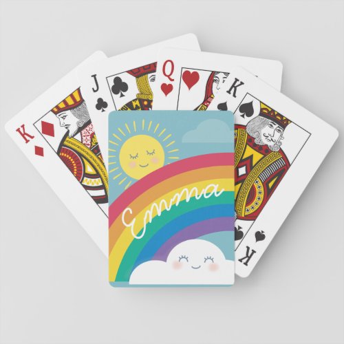 Happy Sun Cute Cloud Rainbow Playing Cards
