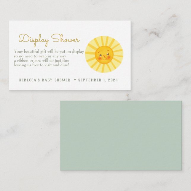Happy Sun Display Shower Enclosure Card (Front/Back)
