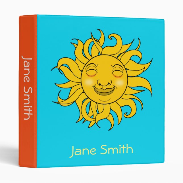 Happy sun face cartoon kids cute student folder (Front/Spine)