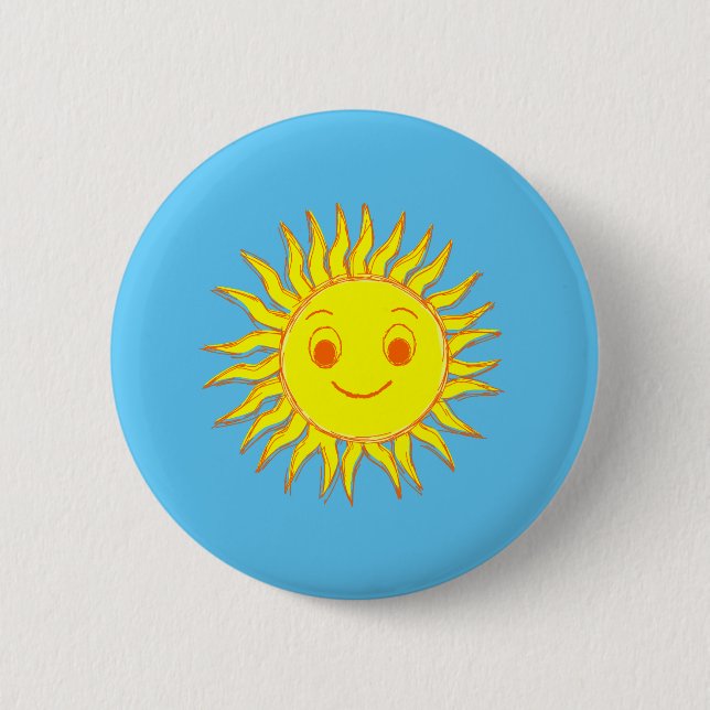 Happy Sun Face Drawing Button (Front)
