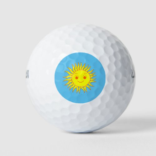 Happy Sun Face Drawing Golf Balls