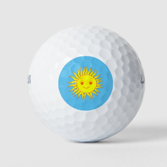 Happy Sun Face Drawing Golf Balls (Front)