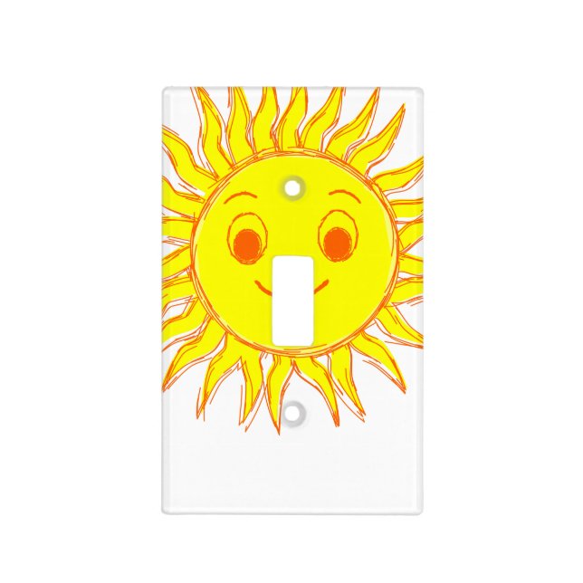 Happy Sun Face Drawing Light Switch Cover (Front)