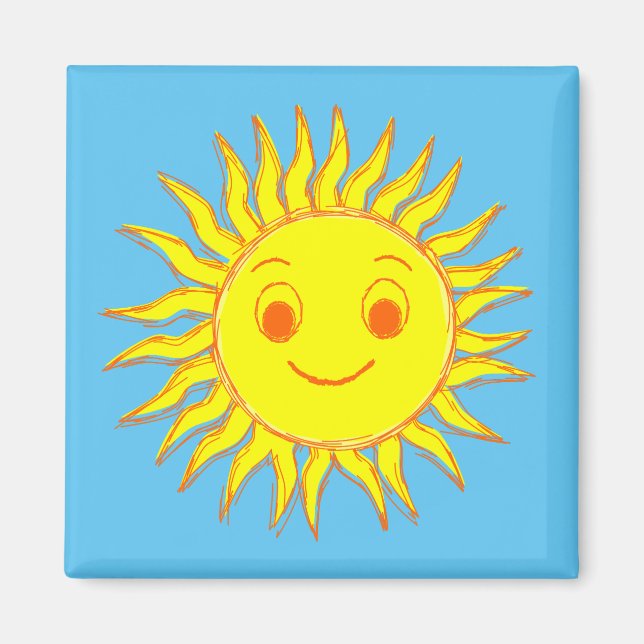 Happy Sun Face Drawing Magnet (Front)